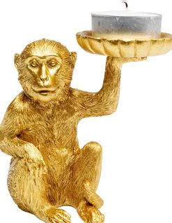 Figurka dekoracyjna ze świecznikiem na telighty Monkey 11x11 cm złota