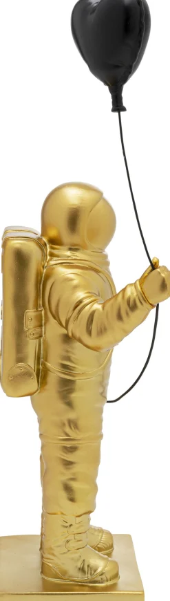 Figurka dekoracyjna złoty astronauta z czarnym balonem 41 cm