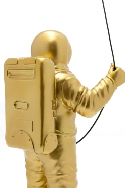 Figurka dekoracyjna złoty astronauta z czarnym balonem 41 cm
