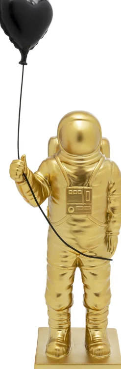 Figurka dekoracyjna złoty astronauta z czarnym balonem 41 cm