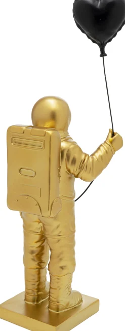 Figurka dekoracyjna złoty astronauta z czarnym balonem 41 cm