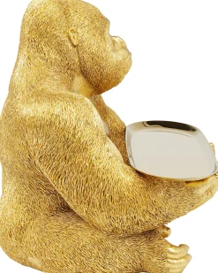 Figurka dekoracyjna z tacą Gorilla Butler 29x37 cm złota