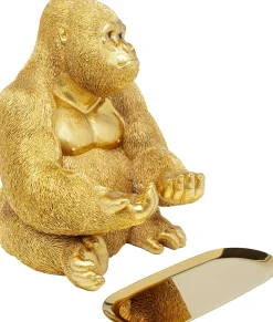 Figurka dekoracyjna z tacą Gorilla Butler 29x37 cm złota