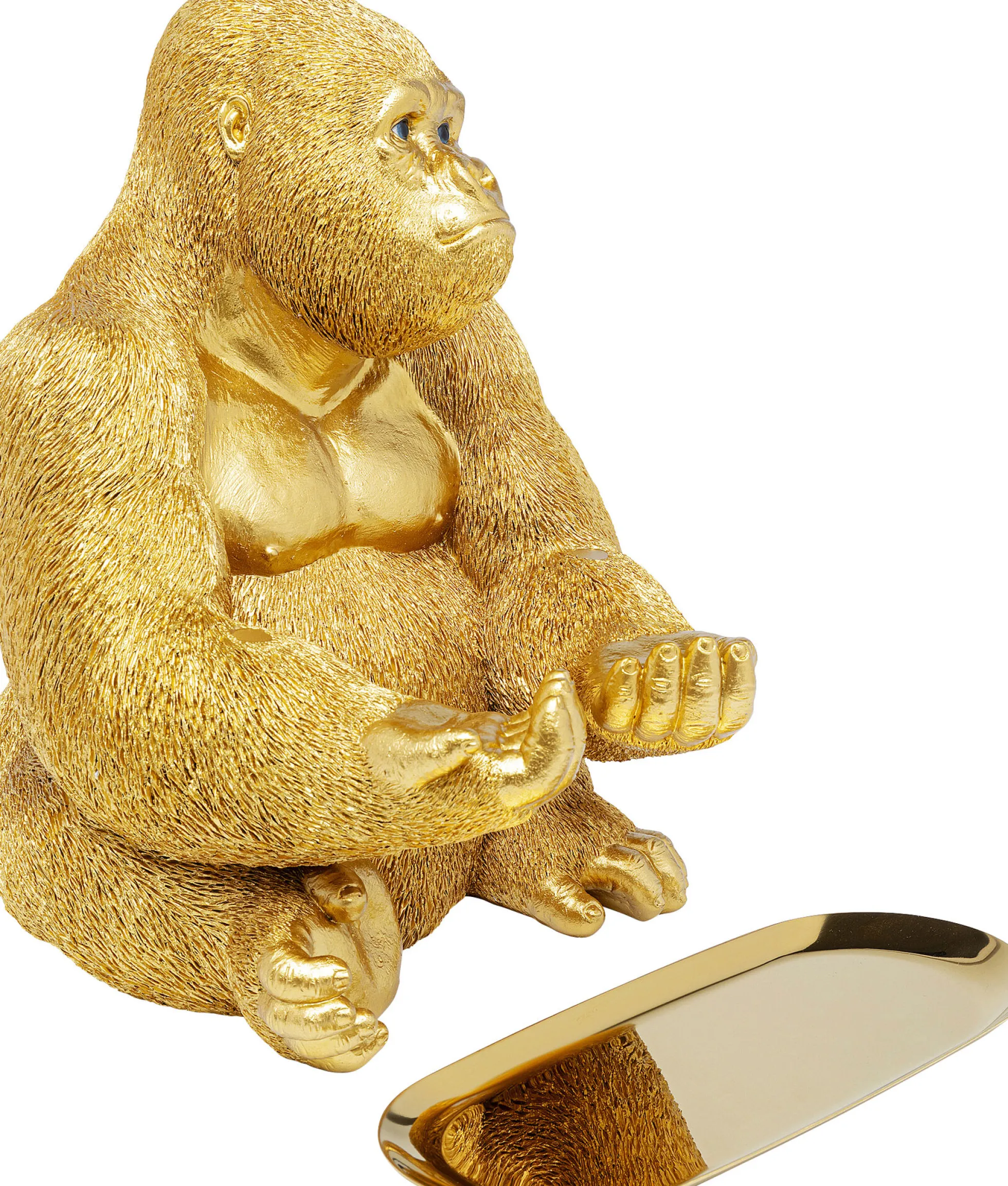 Figurka dekoracyjna z tacą Gorilla Butler 29x37 cm złota