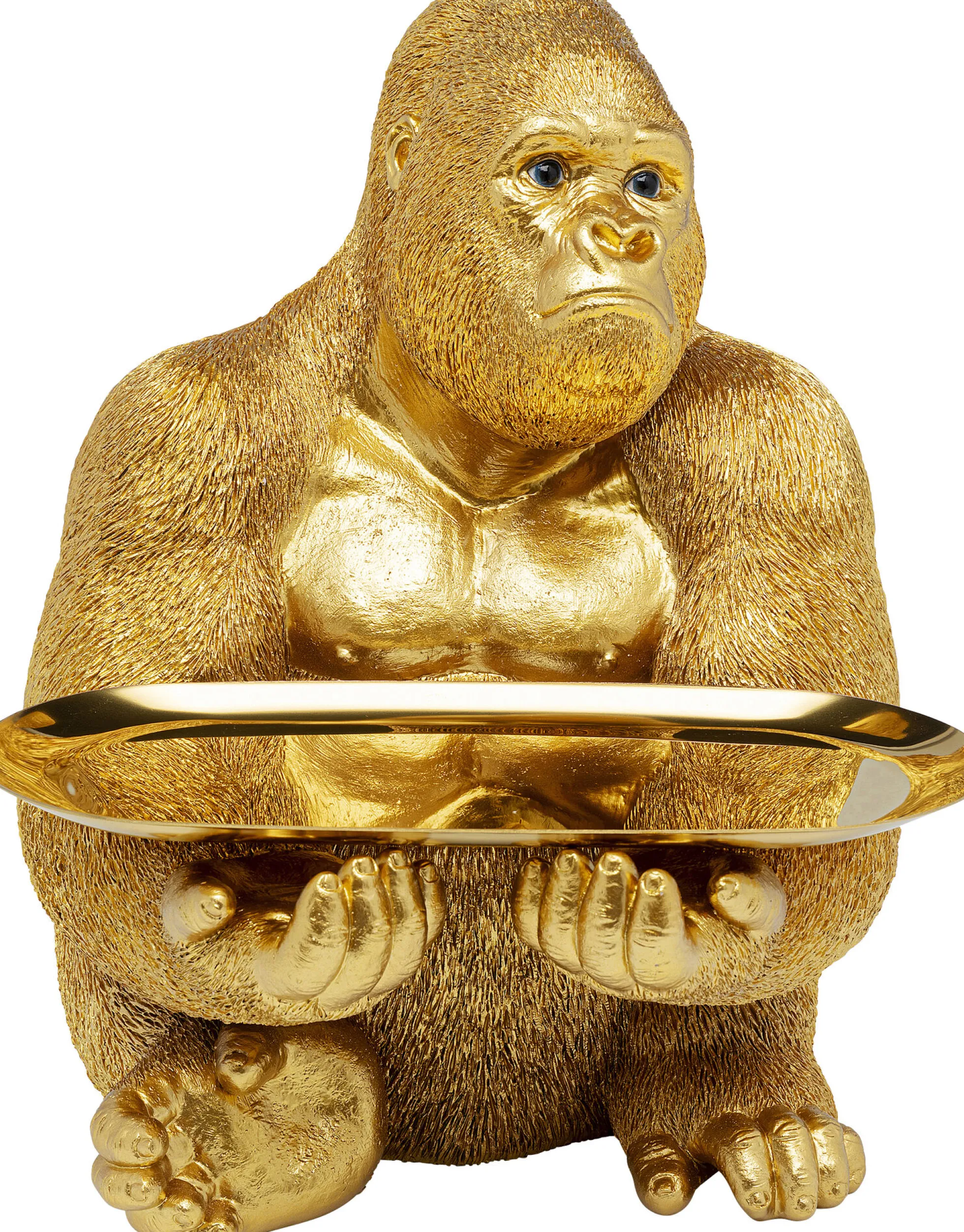Figurka dekoracyjna z tacą Gorilla Butler 29x37 cm złota