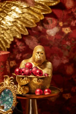 Figurka dekoracyjna z tacą Gorilla Butler 29x37 cm złota