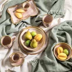 Filiżanka do espresso ze spodkiem kamionkowa różowa 88 ml