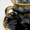 Filiżanka do espresso ze spodkiem kamionkowa ciemnoniebieska 88 ml