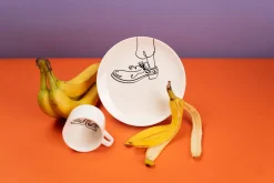 Filiżanka ze spodkiem porcelana ręcznie malowana 160 ml banan