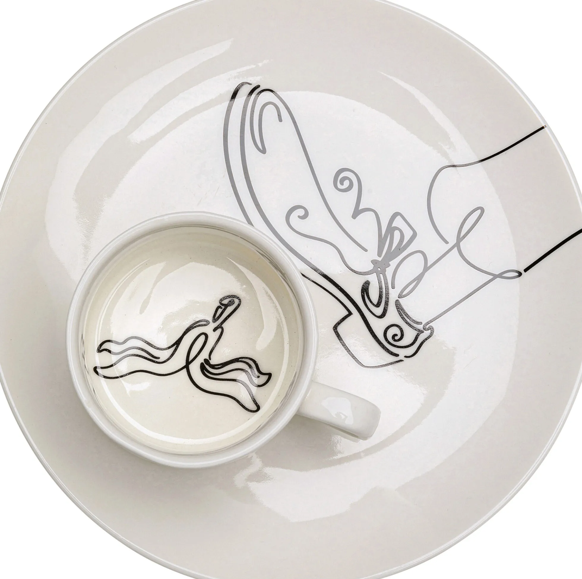 Filiżanka ze spodkiem porcelana ręcznie malowana 160 ml banan