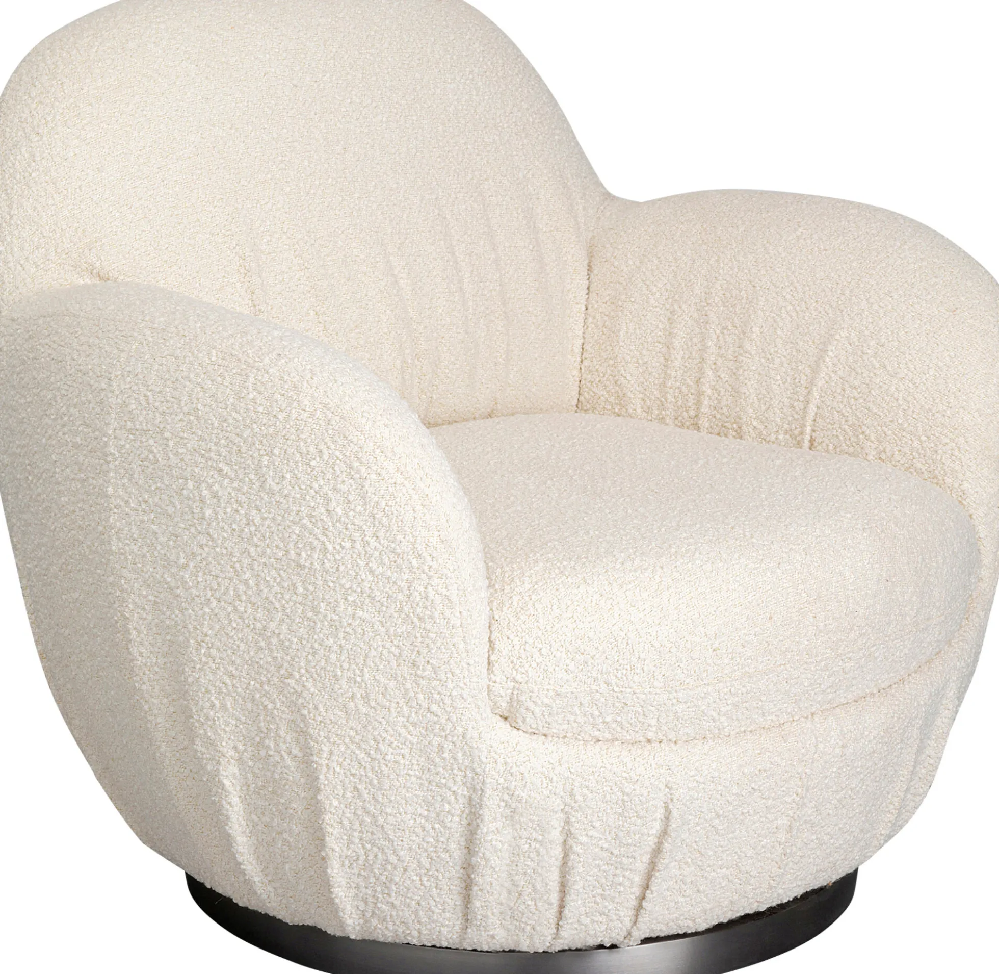 Fotel biały obrotowy skandynawski boucle do salonu 88x90 cm