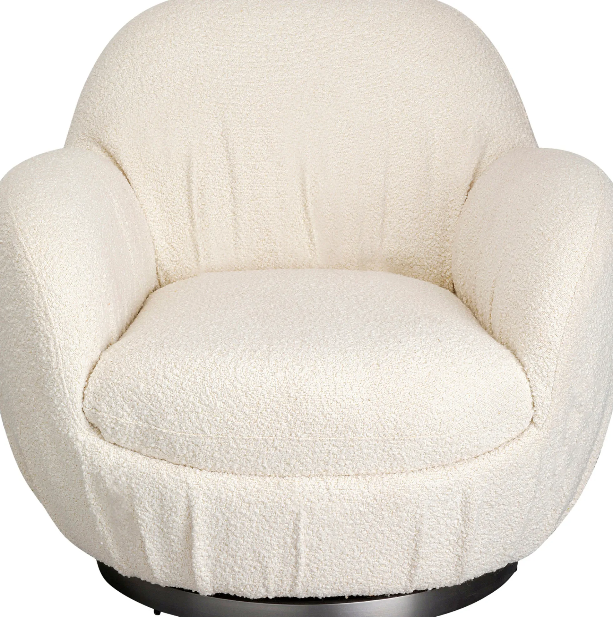 Fotel biały obrotowy skandynawski boucle do salonu 88x90 cm