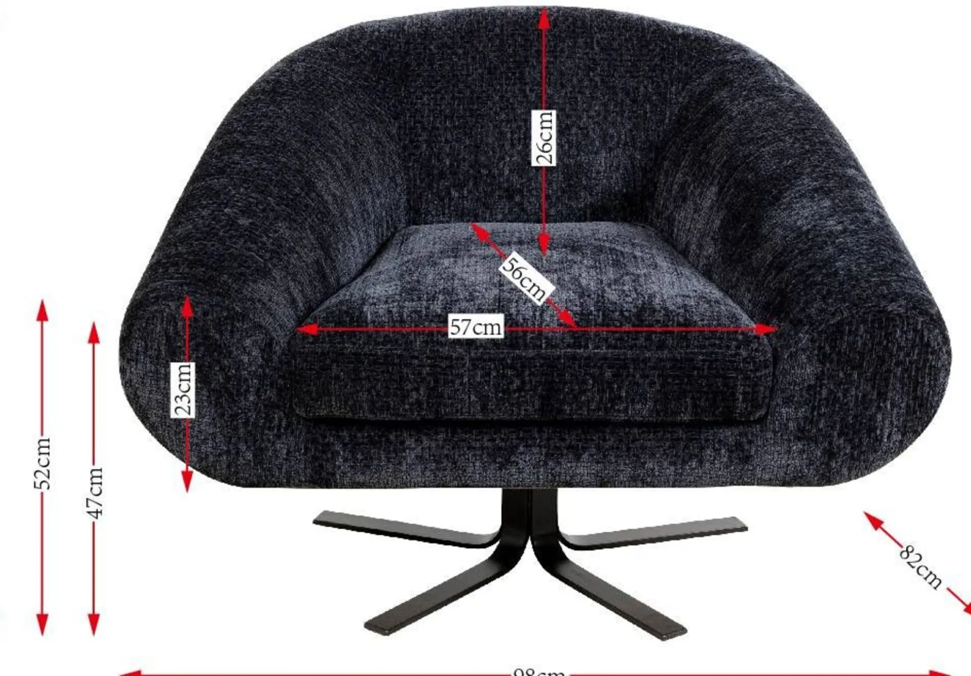 Fotel duży obrotowy tapicerka szaroniebieska nogi czarne 82x95 cm