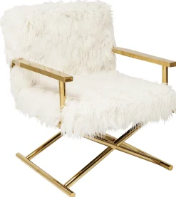 Fotel Mr. Fluffy 68x87 cm biało-złoty