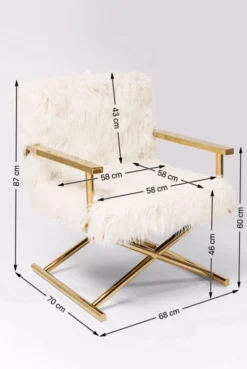 Fotel Mr. Fluffy 68x87 cm biało-złoty