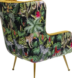 Fotel Nonna Jungle 75x102 cm kolorowy - siedzisko musztardowe
