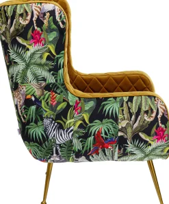 Fotel Nonna Jungle 75x102 cm kolorowy - siedzisko musztardowe