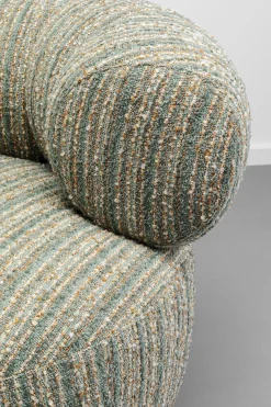 Fotel obrotowy boucle niebieskie paski podstawa złota 95x70 cm