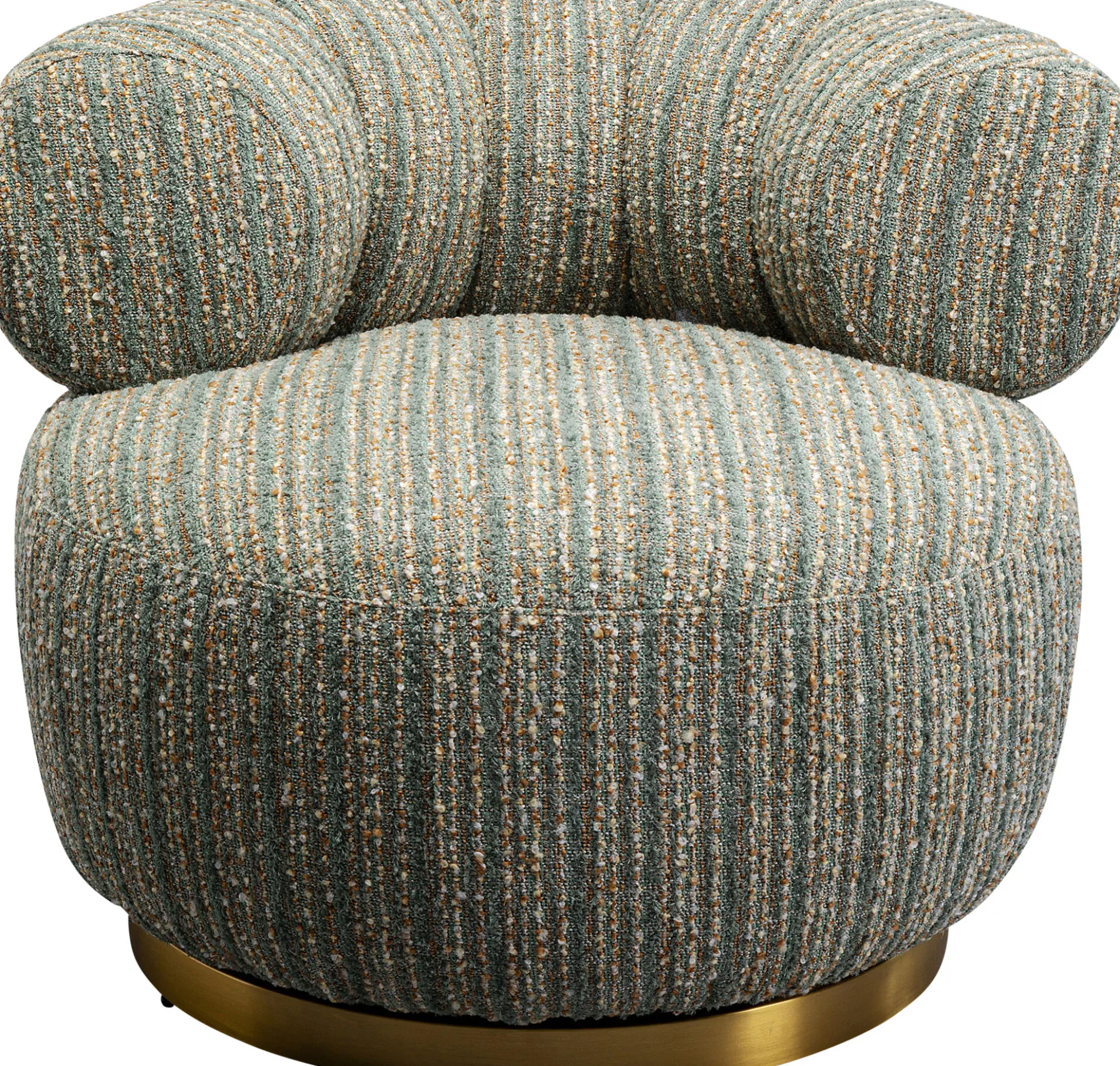 Fotel obrotowy boucle niebieskie paski podstawa złota 95x70 cm