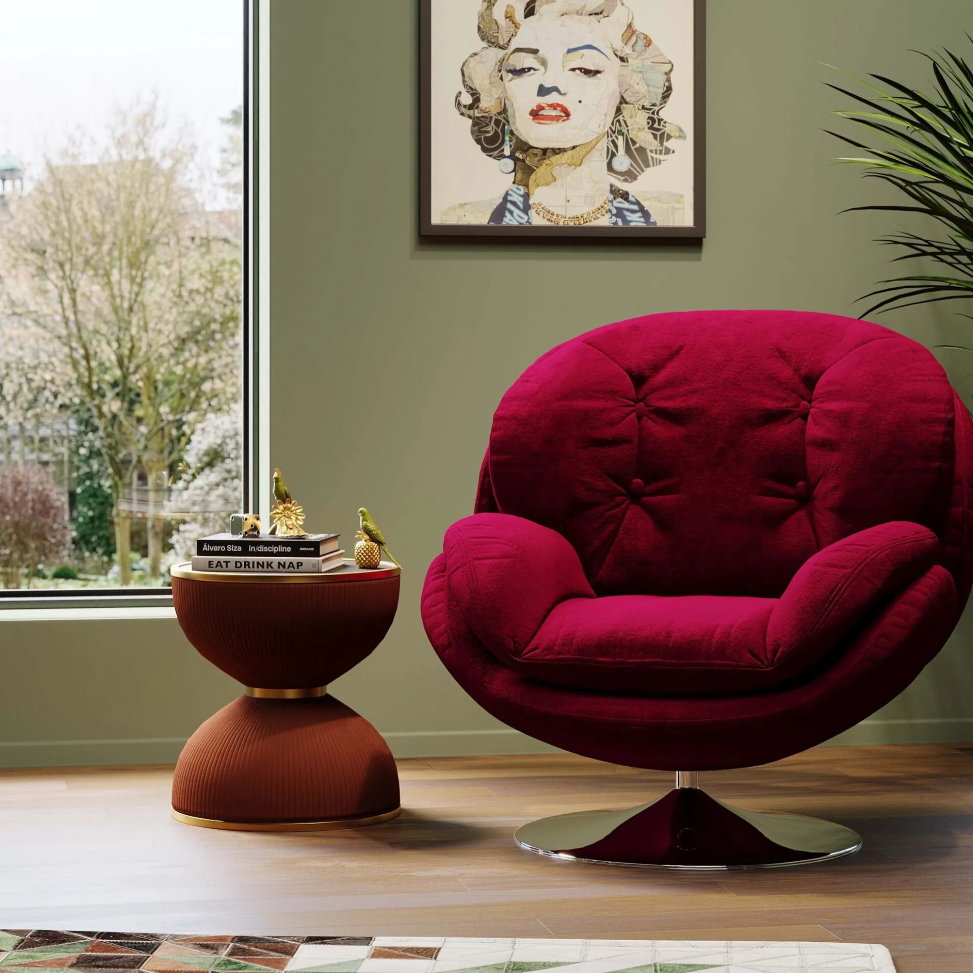 Fotel obrotowy Cosy 81x84 cm jagodowy