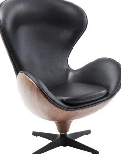 Fotel obrotowy Loung 43x114 cm czarno-orzechowy