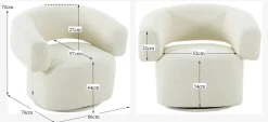 Fotel obrotowy Maye 76x86 cm kremowy