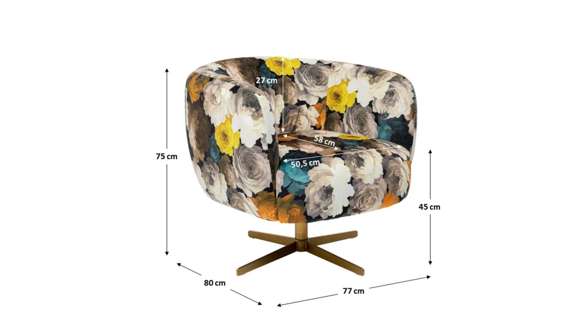 Fotel obrotowy Peony Yellow 81x70 cm