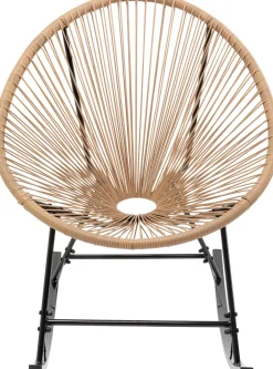 Fotel ogrodowy bujany naturalny nogi stalowe czarne 73x85 cm