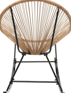Fotel ogrodowy bujany naturalny nogi stalowe czarne 73x85 cm