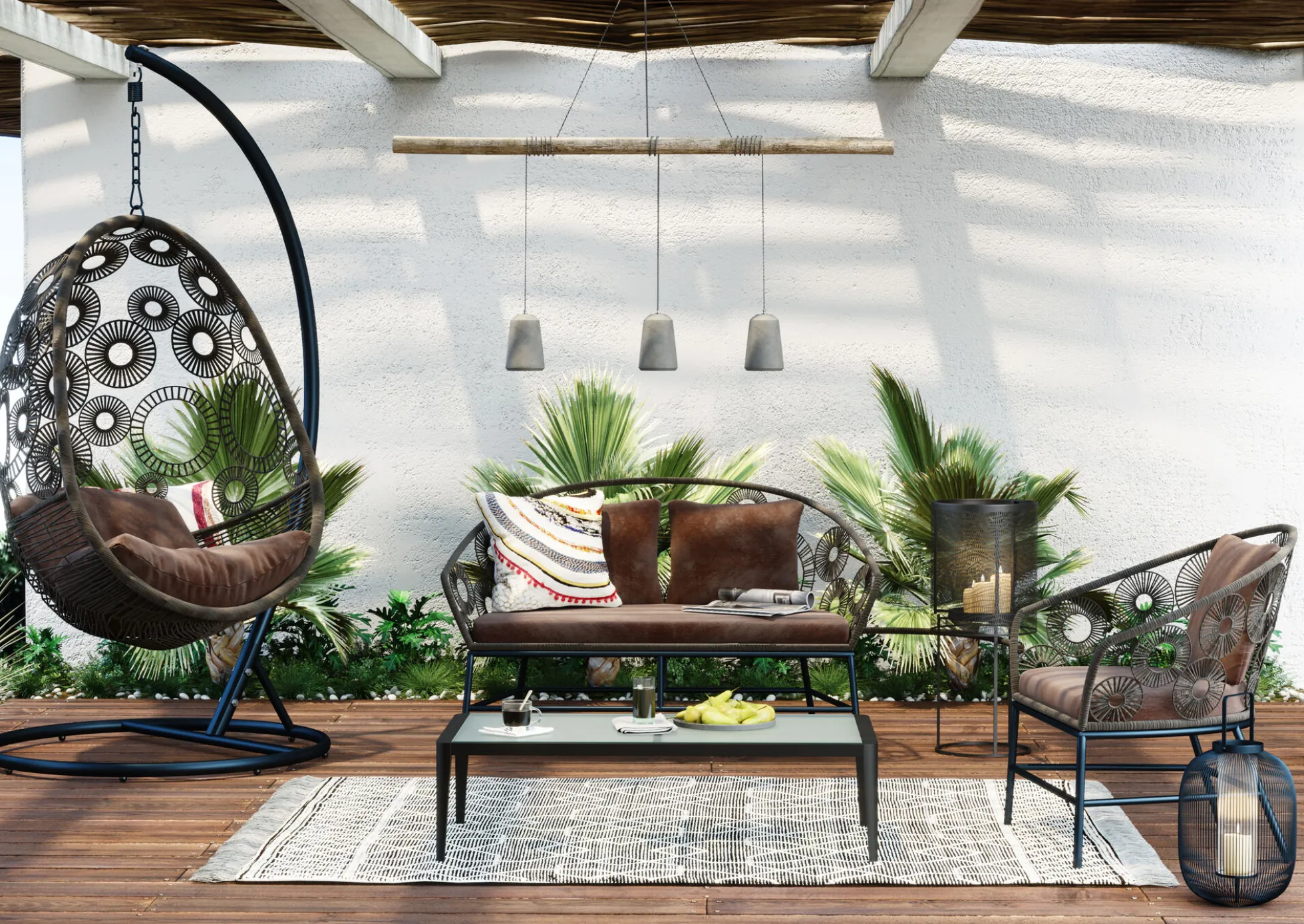 Fotel wiszący Ibiza 104x203 cm brązowy