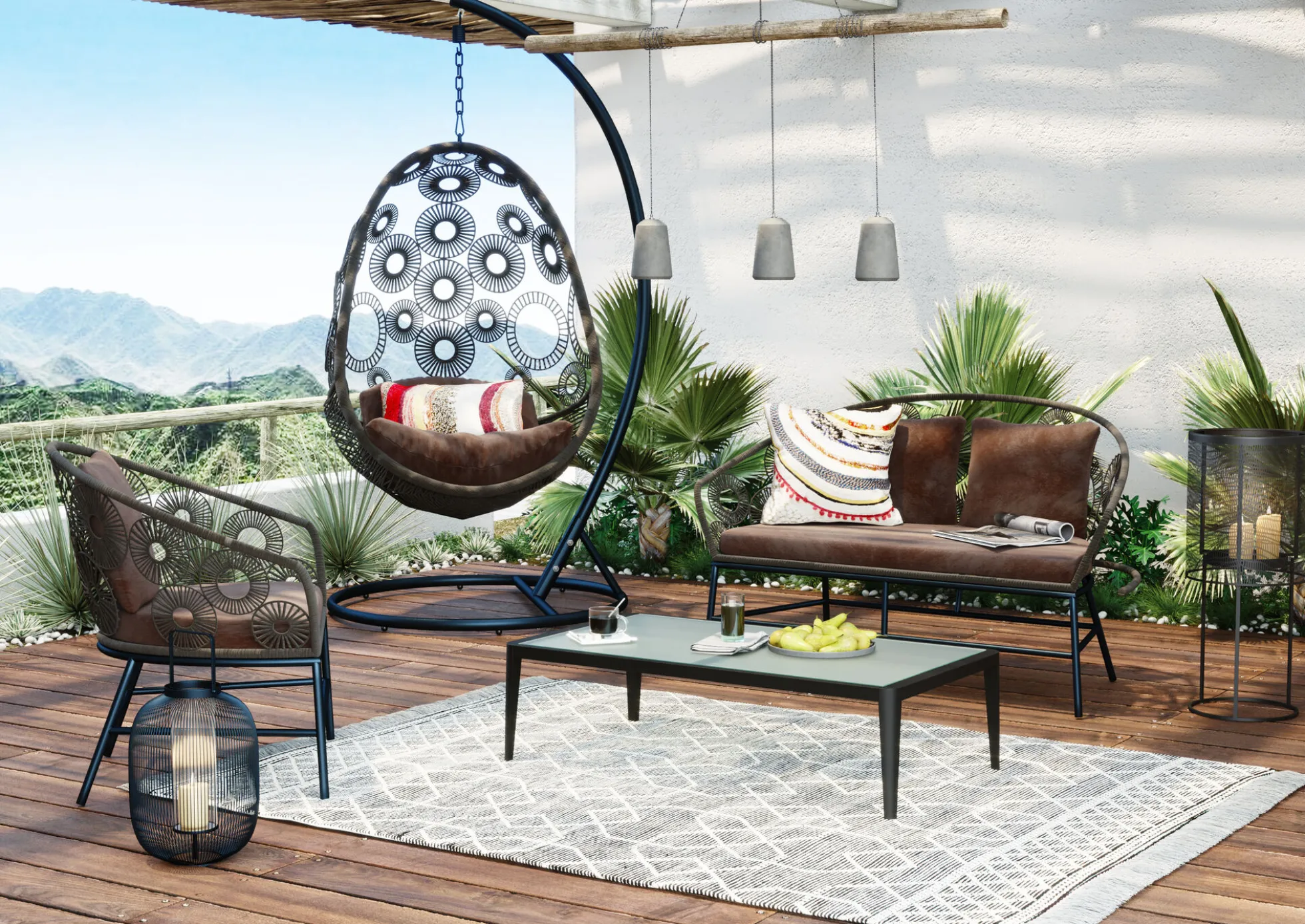 Fotel wiszący Ibiza 104x203 cm brązowy