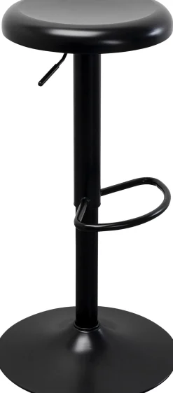 Hoker w kolorze czarnym z regulacją wysokości okrągłe siedzisko 60-82 cm
