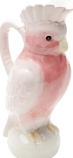 Karafka ceramiczna biało-różowa egzotyczny ptak 30 cm