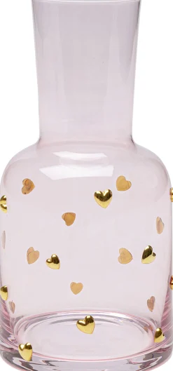 Karafka szklana różowa wzór złote serduszka 755 ml