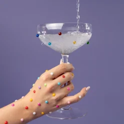 Kieliszek do koktajli szklany z kolorowymi detalami 340 ml