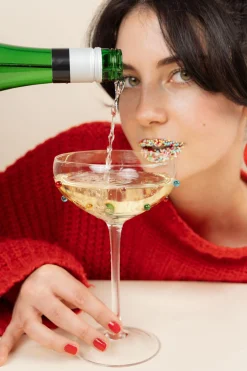Kieliszek do koktajli szklany z kolorowymi detalami 340 ml