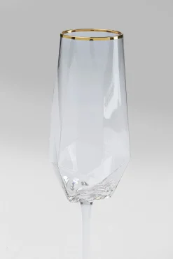 Kieliszek do szampana Diamond Gold Rim 360 ml transparentny