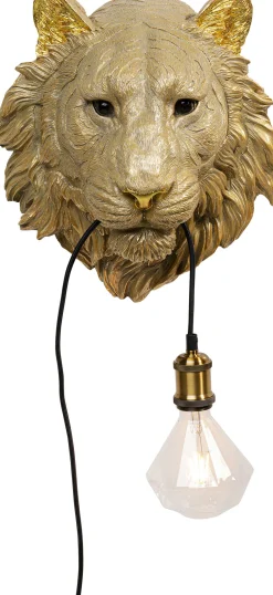Kinkiet Tiger Head 34x38 cm złoty