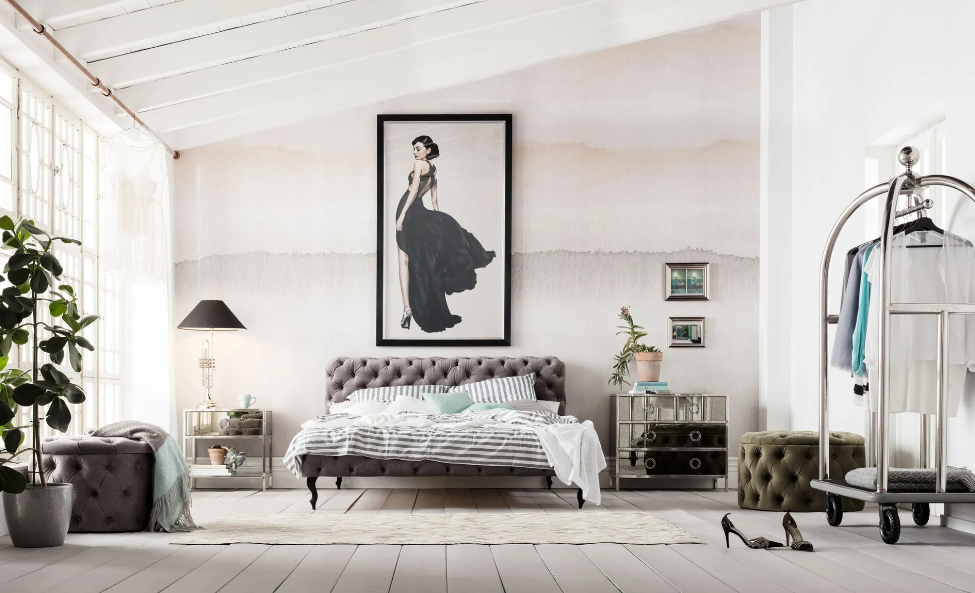 Łóżko Desire 160x200 cm jasnoszare