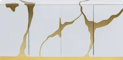 Komoda Cracked 165x80 cm biało-złota