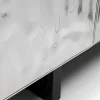 Komoda 4-drzwiowa fornirowana czarna front srebrny ze stali nierdzewnej 160x78 cm