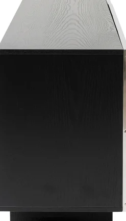 Komoda 4-drzwiowa fornirowana czarna front srebrny ze stali nierdzewnej 160x78 cm