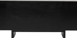Komoda 4-drzwiowa fornirowana czarna front srebrny ze stali nierdzewnej 160x78 cm