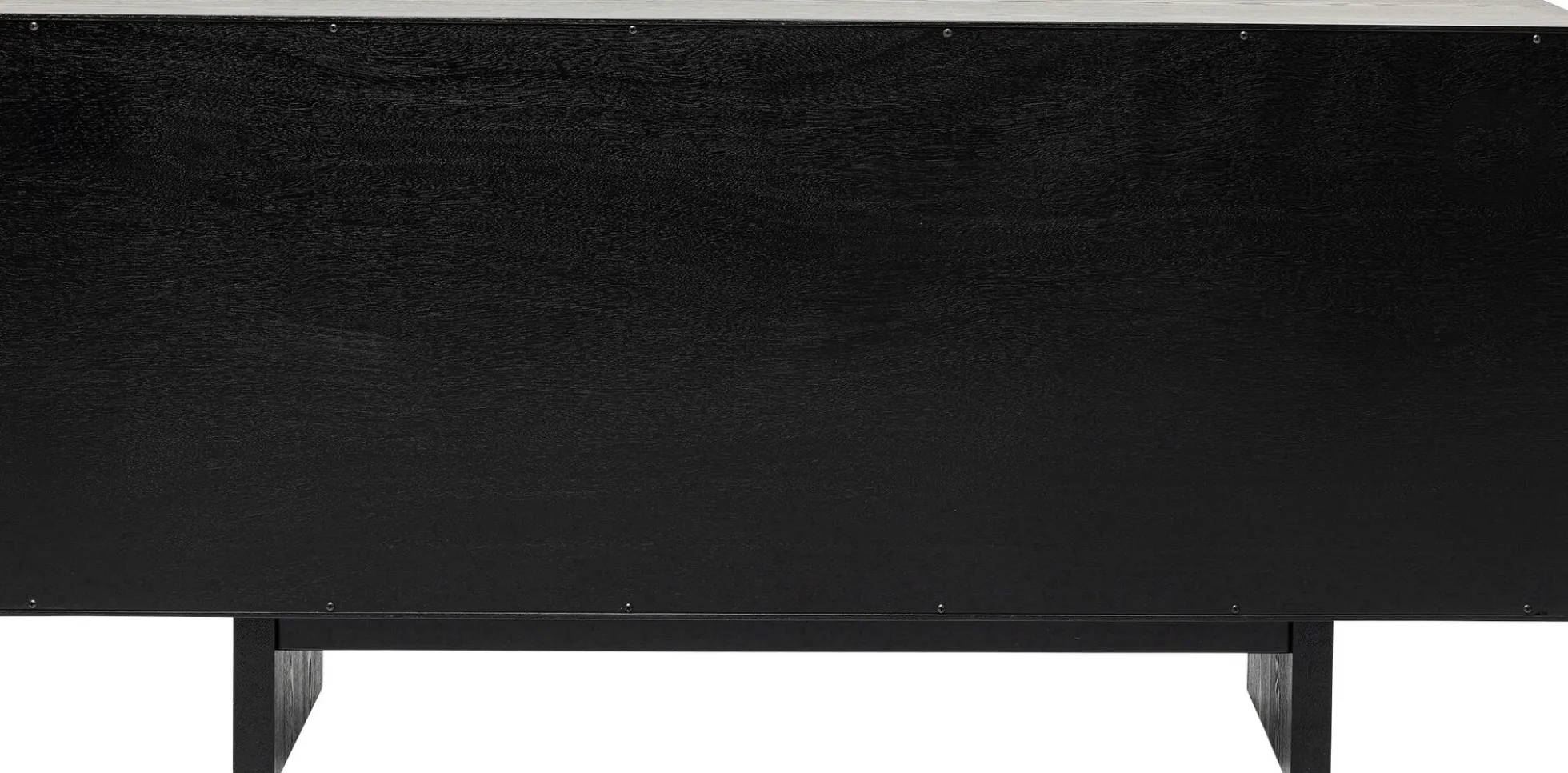 Komoda 4-drzwiowa fornirowana czarna front srebrny ze stali nierdzewnej 160x78 cm