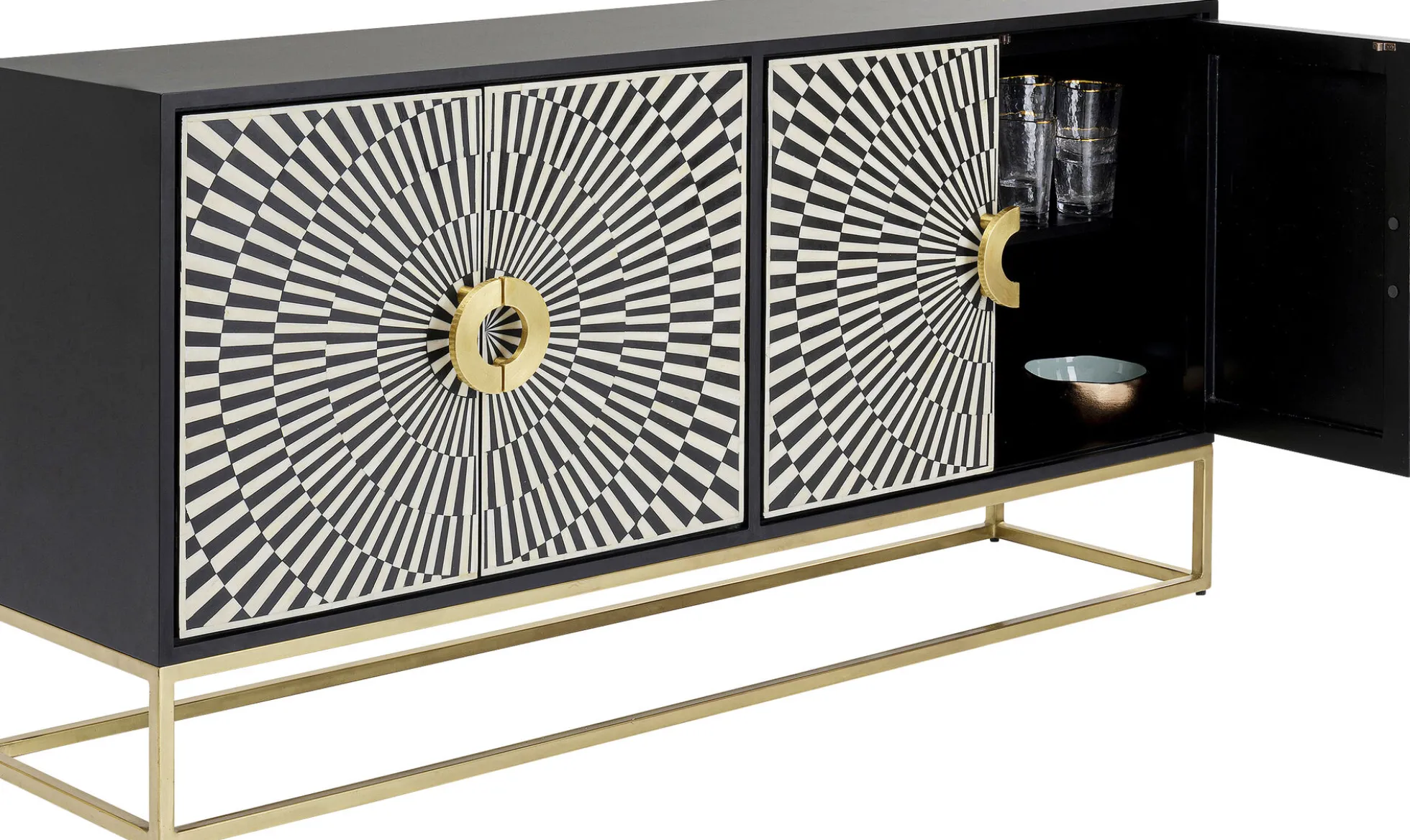 Komoda Electro 160x80 cm czarno-biała