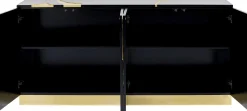 Komoda glamour czterodrzwiowa czarno-złota 165 cm