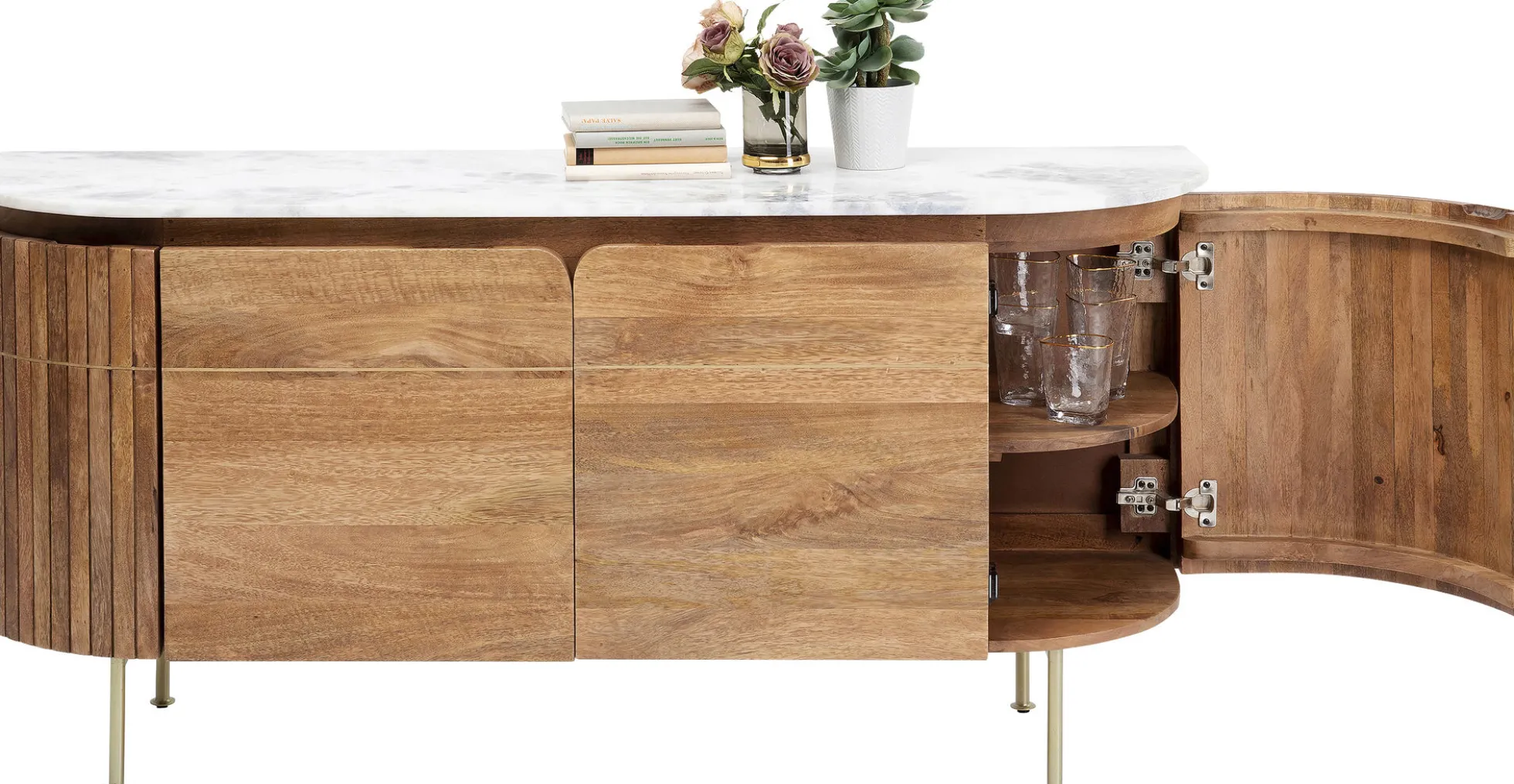 Komoda Grace 160x78 cm drewno mango - blat marmur