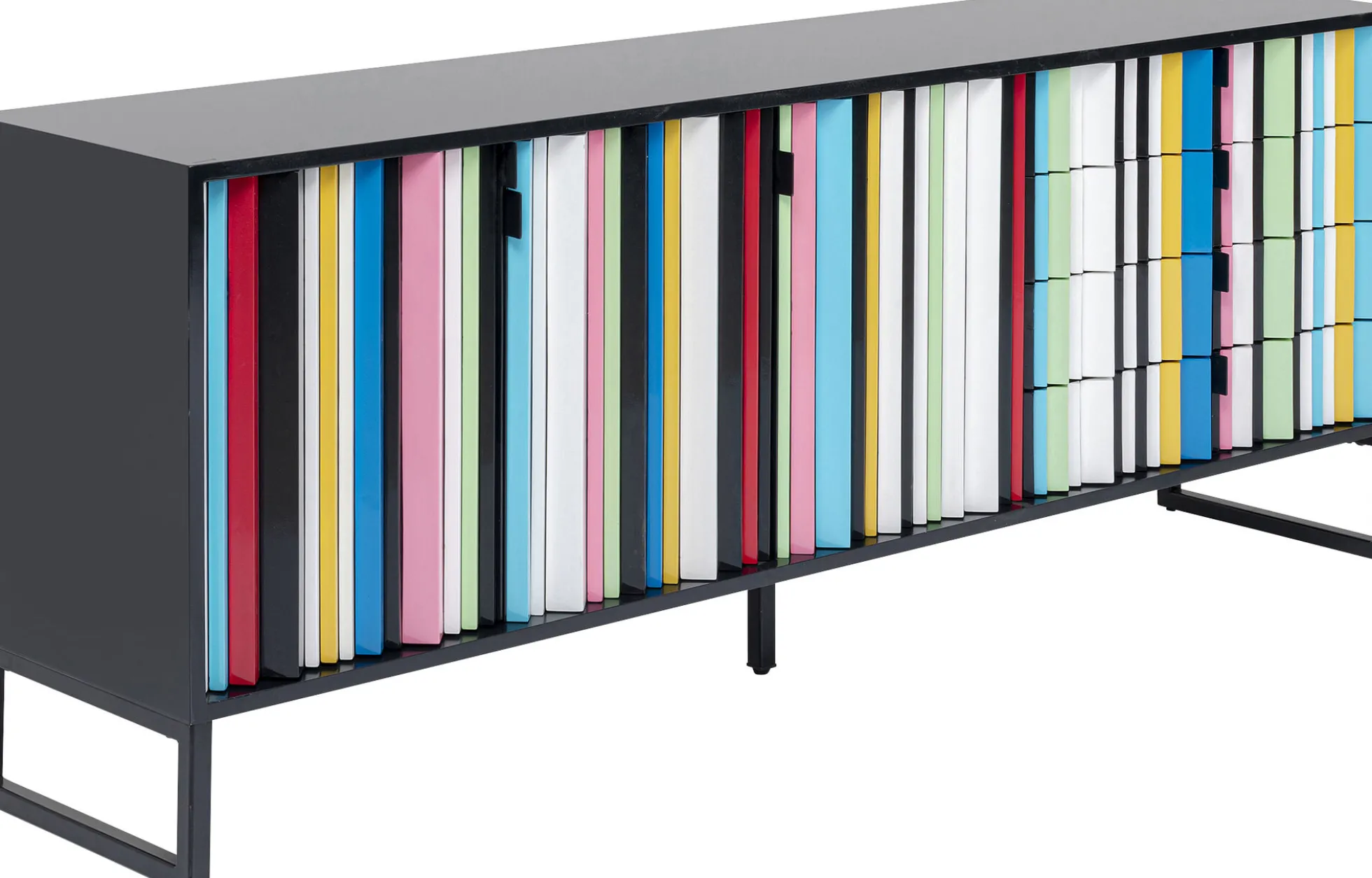 Komoda kolorowa z szufladami i drzwiami MDF 186 cm podstawa czarna stalowa