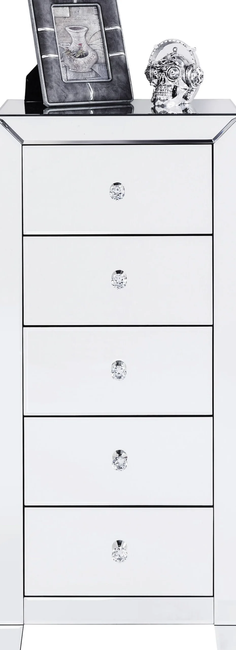 Komoda lustrzana blat lustro srebrna z szufladami 49x41 cm