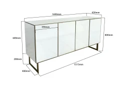 Komoda lustrzana 4-drzwiowa nogi czarne 160x80 cm